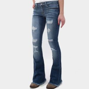 Kancan Low Rise Distressed Flare Jeans Size 31